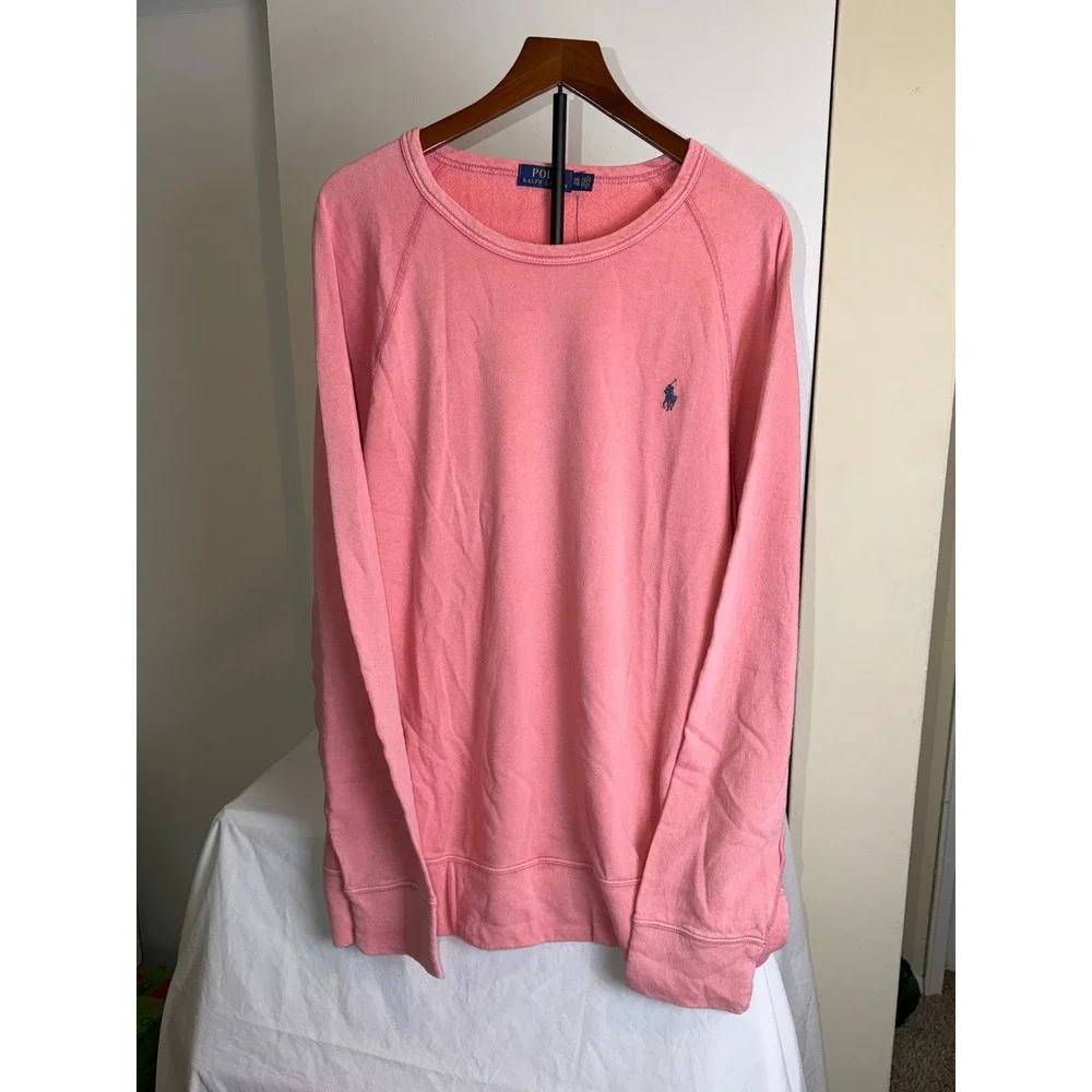Polo Ralph Lauren Sweatshirt Mens XXL Pink French Terry Raglan Crew Neck